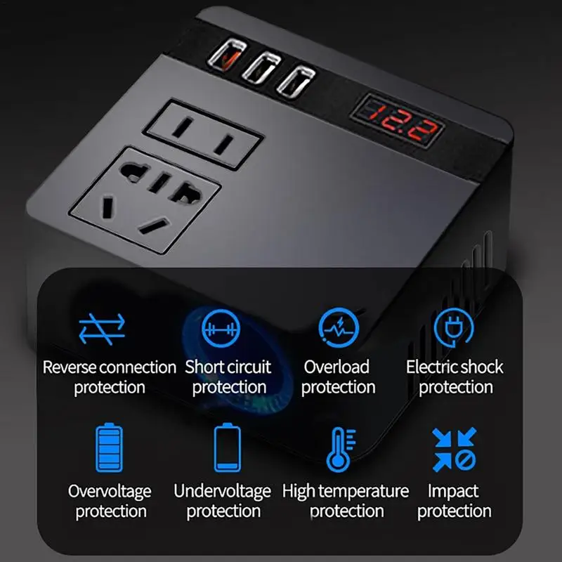 Car Plug In Adapter Outlet Car Charger For Laptop Electric Charger 150W Quick Charging For Travel Air Compressor