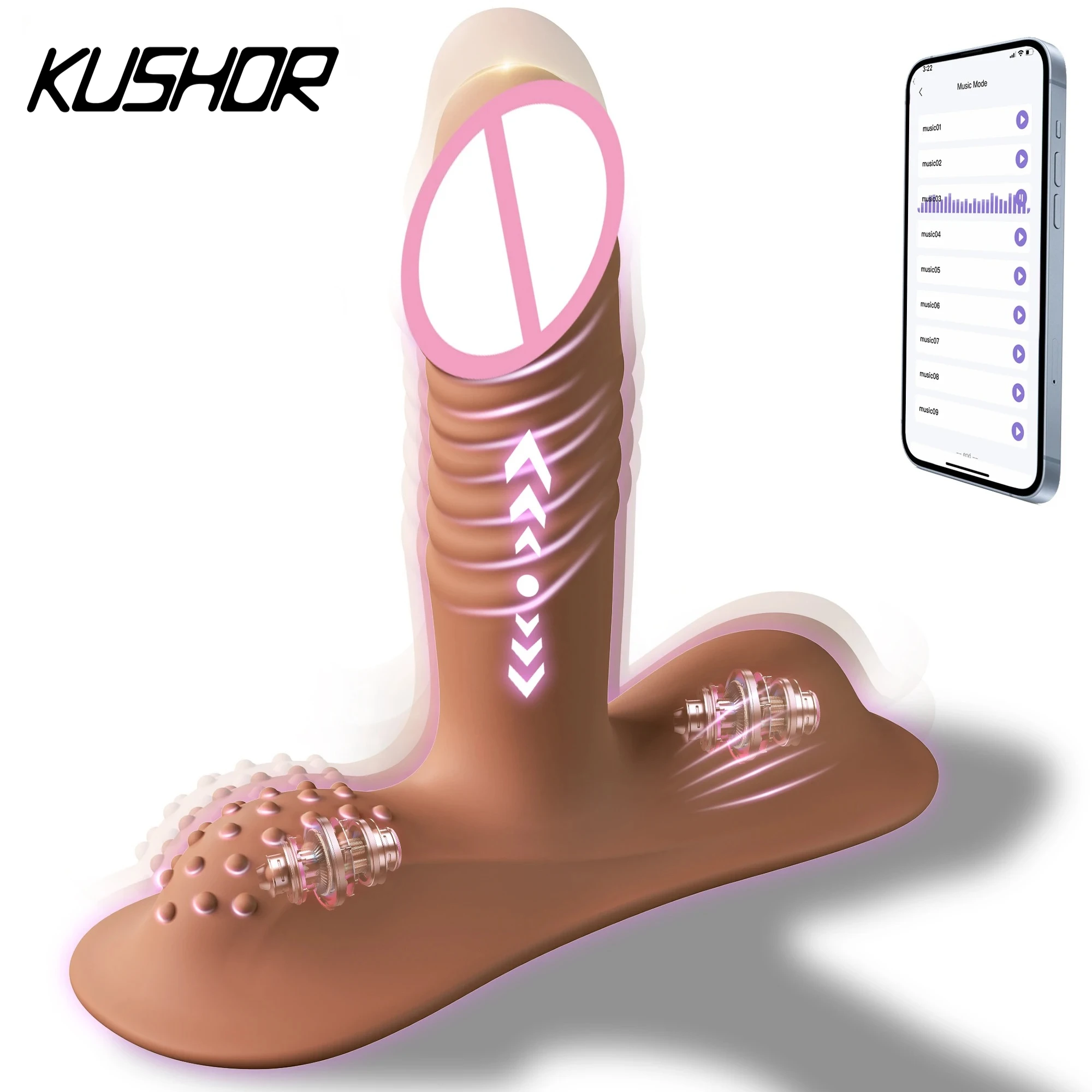 KUSHOR APP-Steuerungsdildo-Vibratoren für Frauen, Klitoris, Anal, G-Punkt-Stimulator, weibliche Masturbation, 9, stoßende Vibrationsmodi, Sexspielzeug