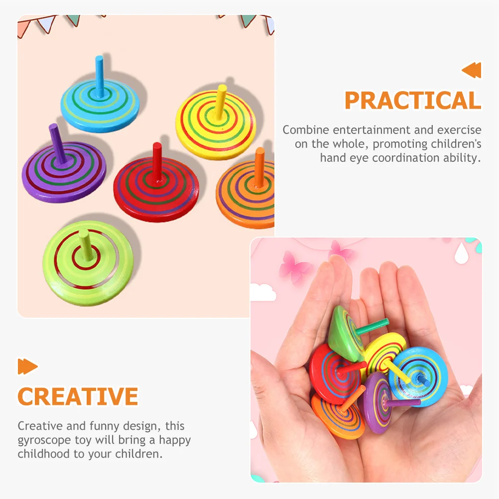 20 Pcs Baby Wooden Toys Top Child Gyro Interesting Kids for Children Supply