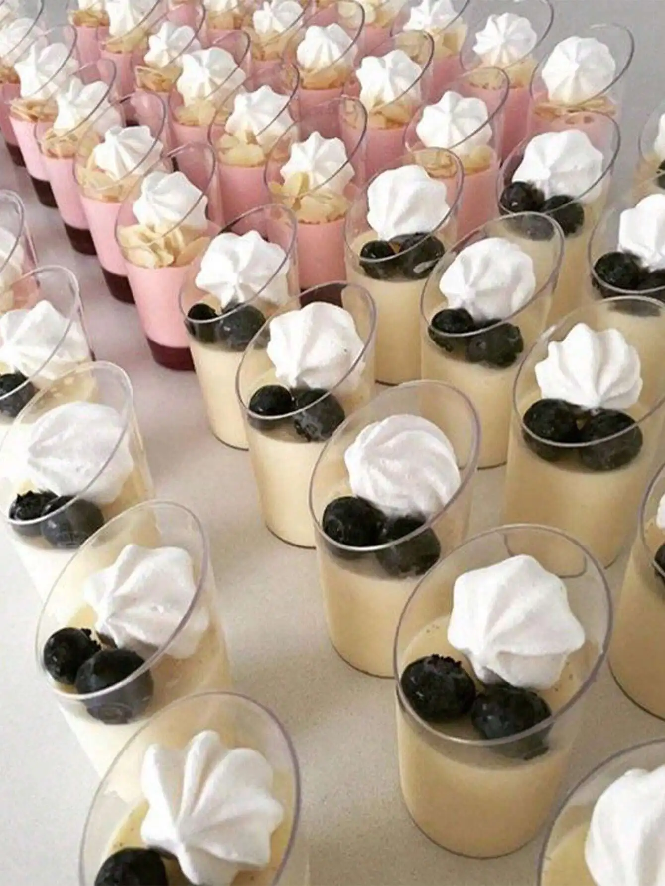 10pcs Clear Oblique Dessert Cups, Mousse Cups, Plastic Cups For Tiramisu, Pudding & Cheesecake &ndash; Birthday, Party, Wedding, Fes