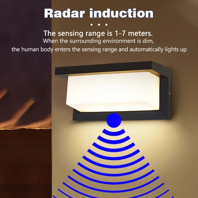 LED outdoor waterproof wall light 15W radar sensing indoor bedroom living room outdoor porch wall light garden decorative motion sensor light led light led wall lamp wall light