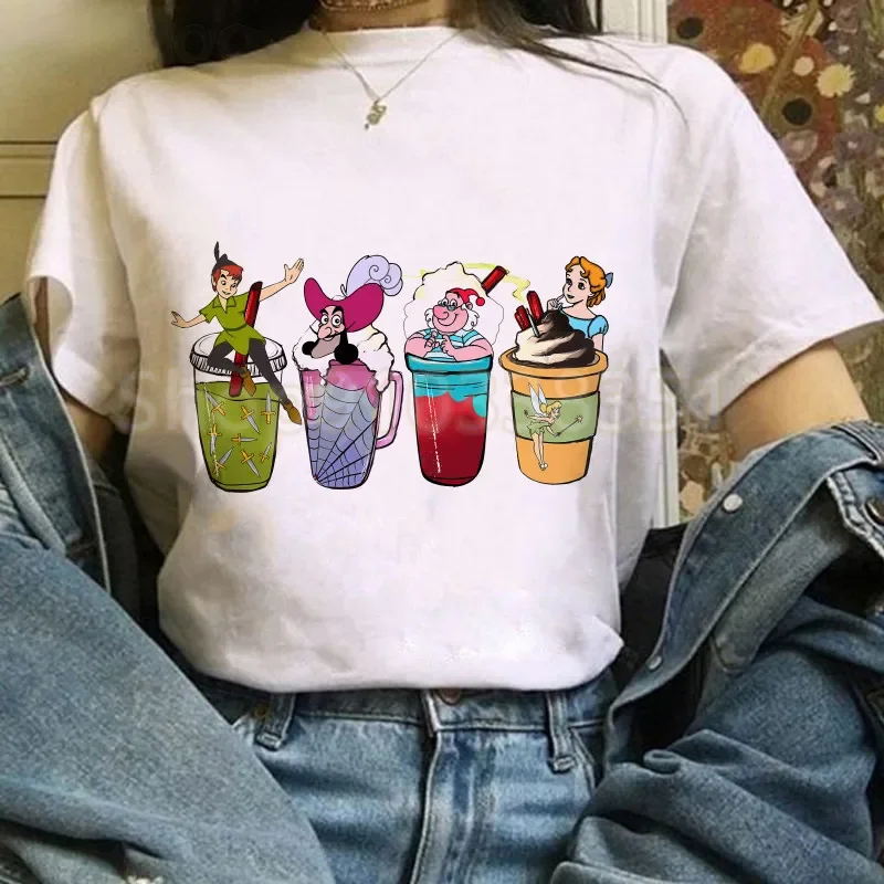 Cute Cartoon Women T-shirt Peter Pan Short Sleeve Never Grow Up Tshirt Harajuku 2024 Summer Streetwear Funny Y2k Clothes Top 2