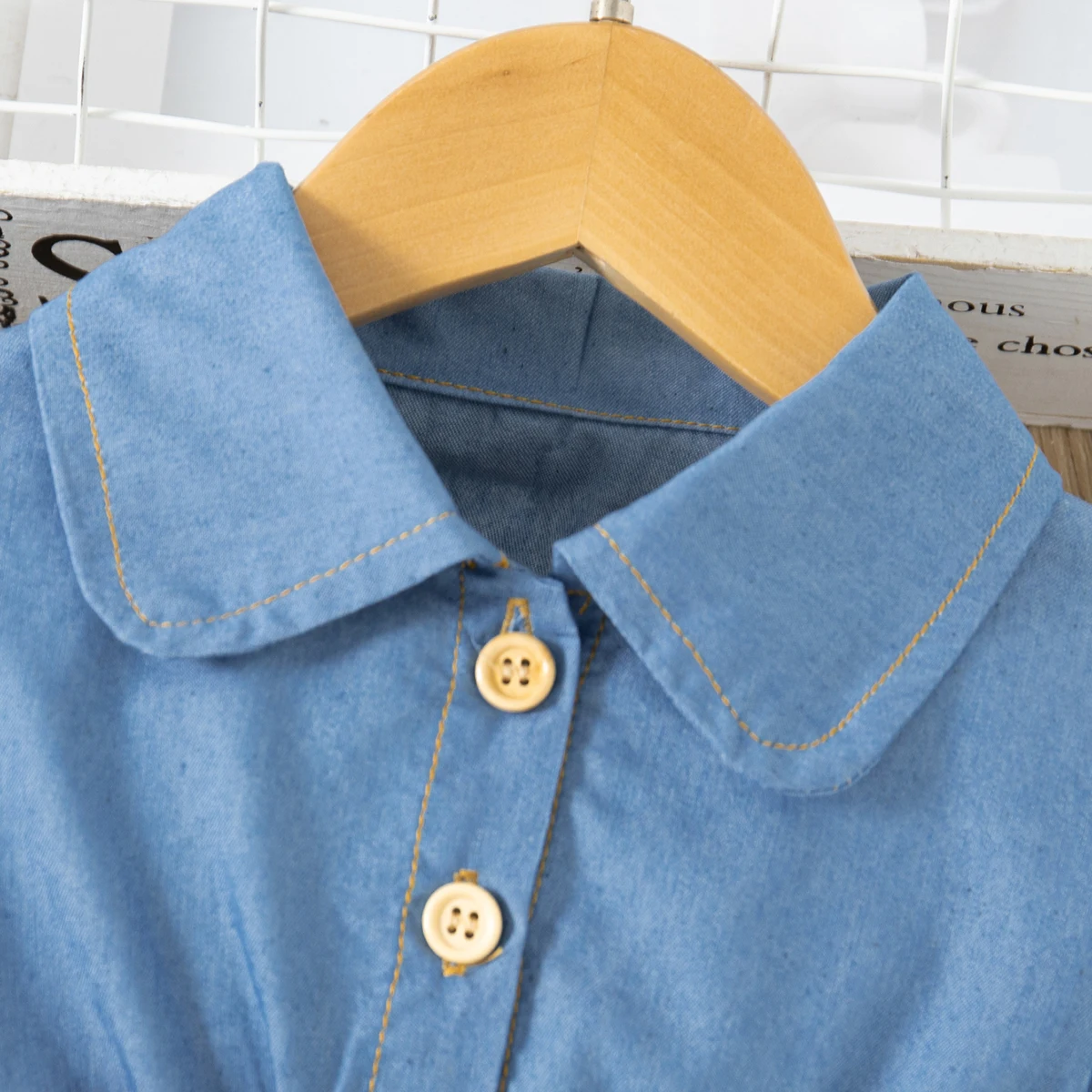 Girls' Denim Tutu Dress with Bow 3