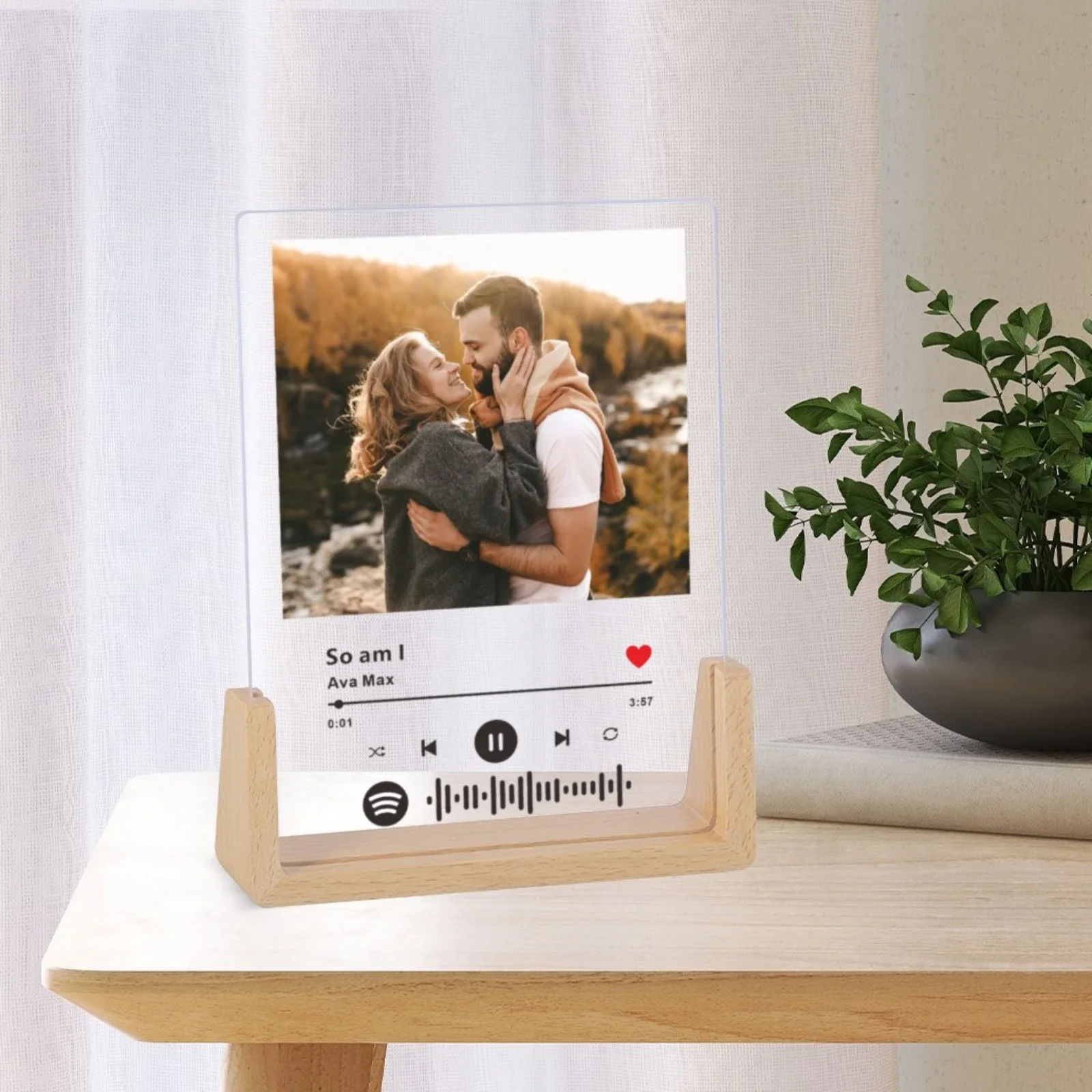 맞춤형 음악 플라크 커플 아크릴 사진 프레임, 커스텀 음악 코드 프레임, 데스크탑 장식, 남자 친구를 위한 기념일 선물 