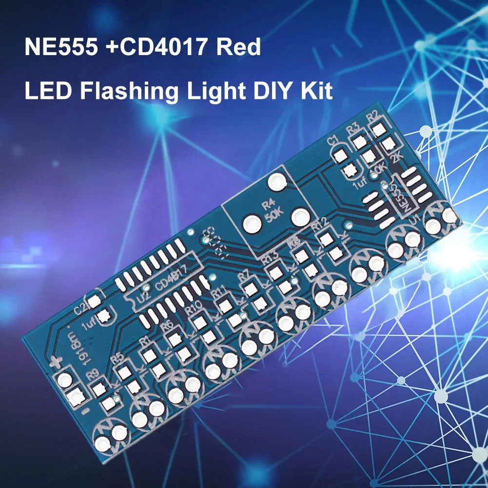 1-10pcs NE555 +CD4017 Red LED Flashing Light DIY Kit SMD Soldering Practice Suite LED Water Flowing Effect DC 2.5-14.5V 1.6mm