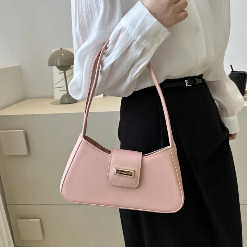 Minimalist Shoulder Bag for Women Simple Solid Color Underarm Bag