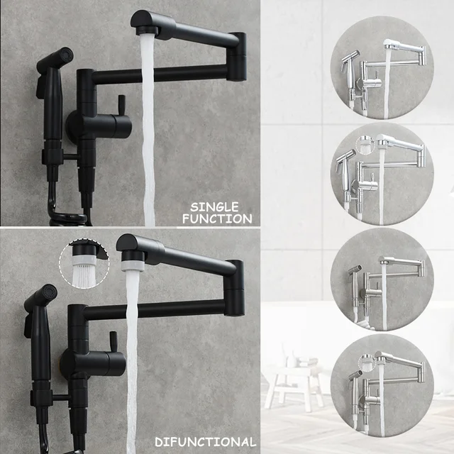 기능적이고 세련된 공간에 꼭 필요한 혁신적인 벽걸이 접이식 주방 수도꼭지