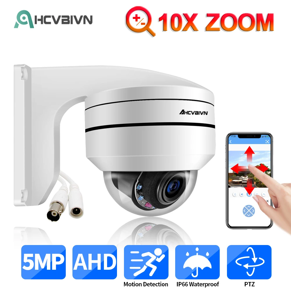 

Ultra HD 5MP AHD Dome PTZ Camera 80M IR Night Vison Waterporof Outdoor 10X Zoom Analog Control Security Surveillance BNC Camera