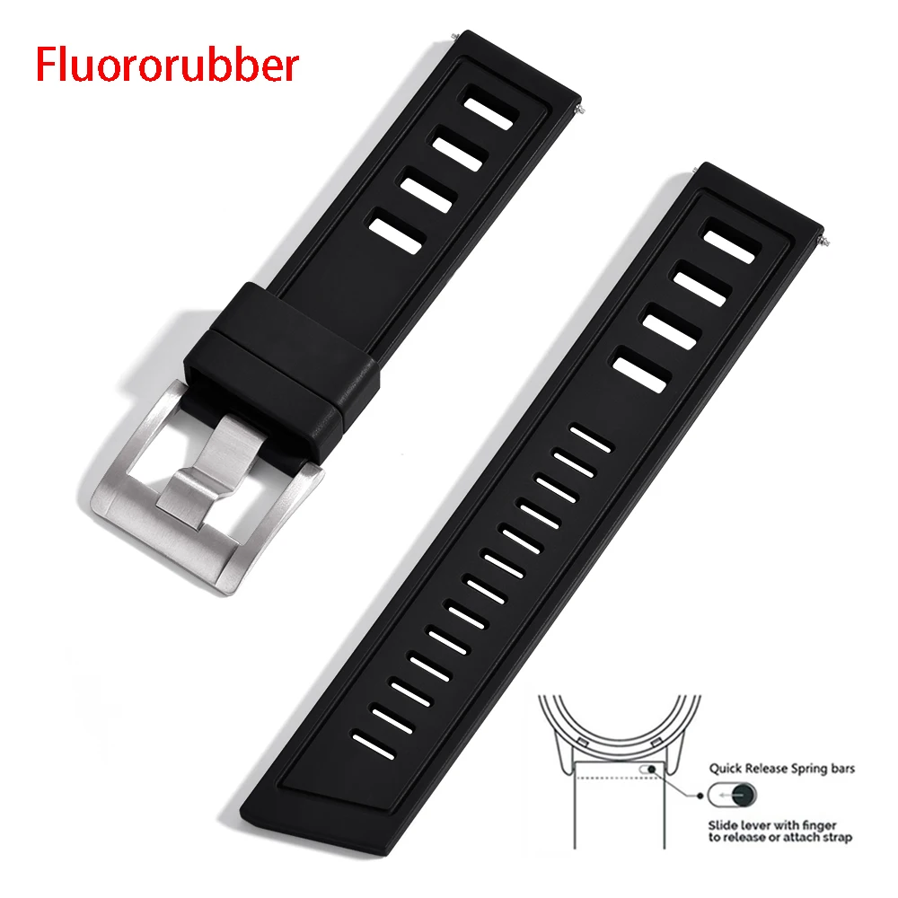 Enhanced Fluororubber Quick Release Waterproof Watch Strap