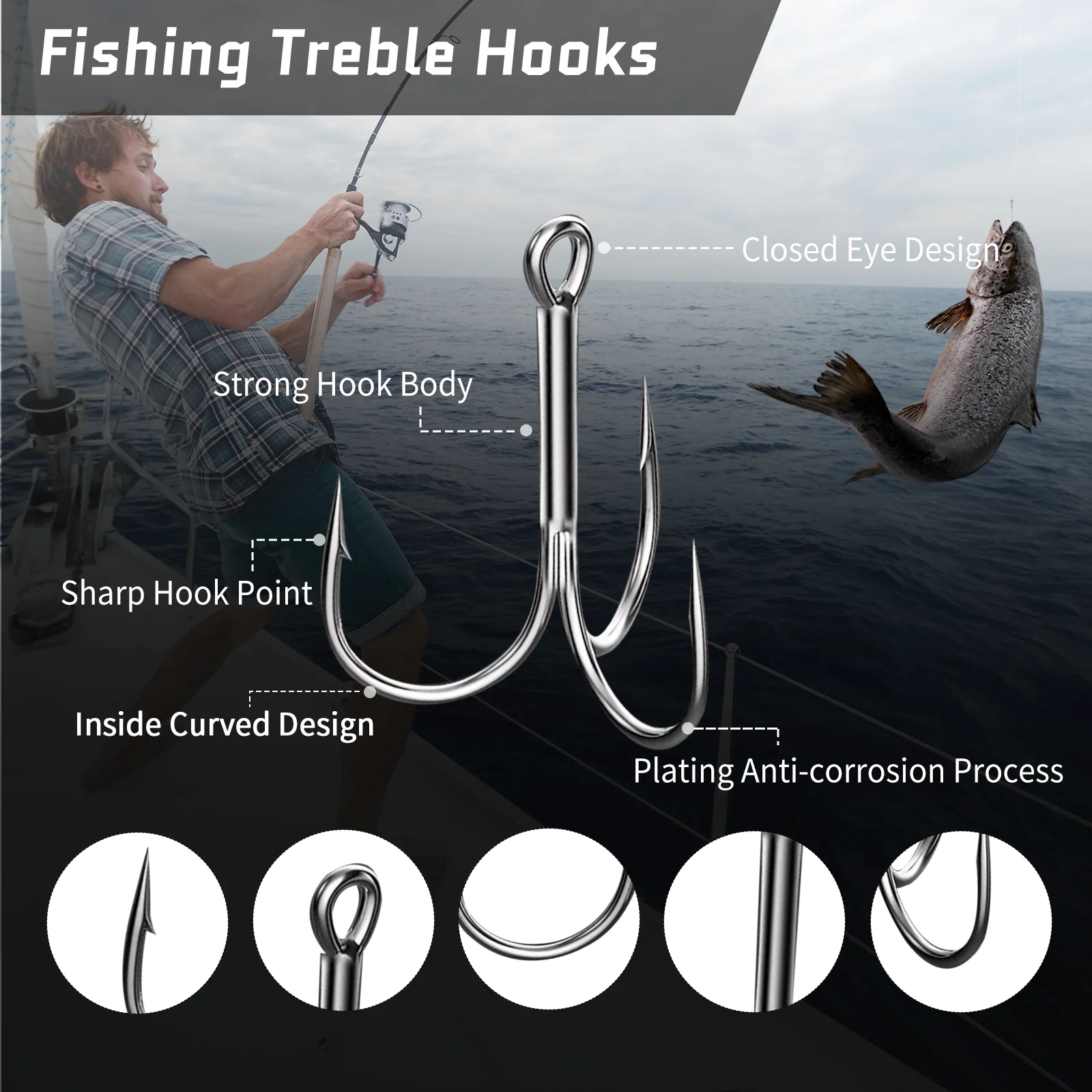 High Carbon Treble Hooks 6