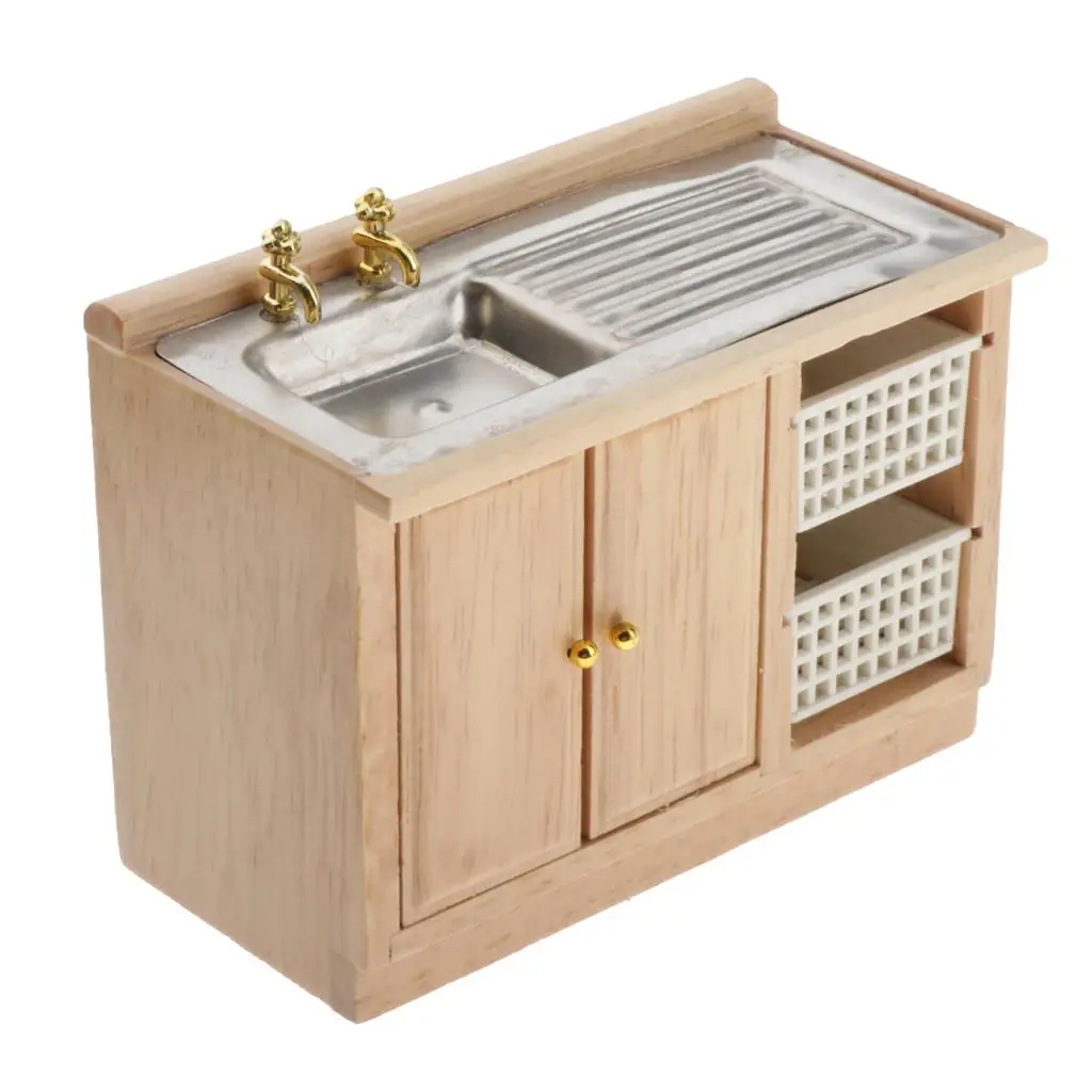 1:12 Dollhouse Mini Furniture Kitchen Cupboard Bathroom Wash Basin Cabinet Toys