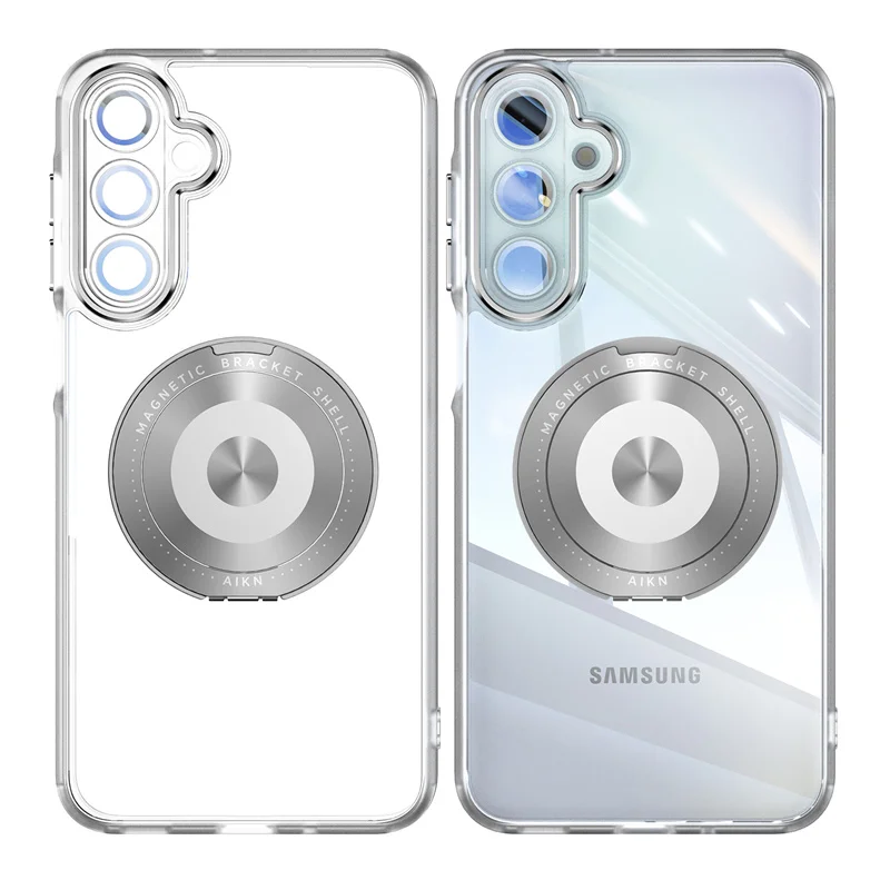 Magnetic Clear Metal Ring Holder Shockproof Phone Case with MagSafe Charging Compatibility