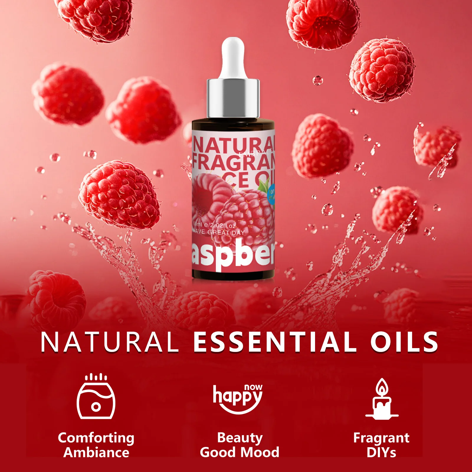 3PC/2PC/1PC 10ml 60ml Raspberry Oils Roller Essential Fruit Perfume Massage Oil Holiday Gift Soap Making_voghion.com