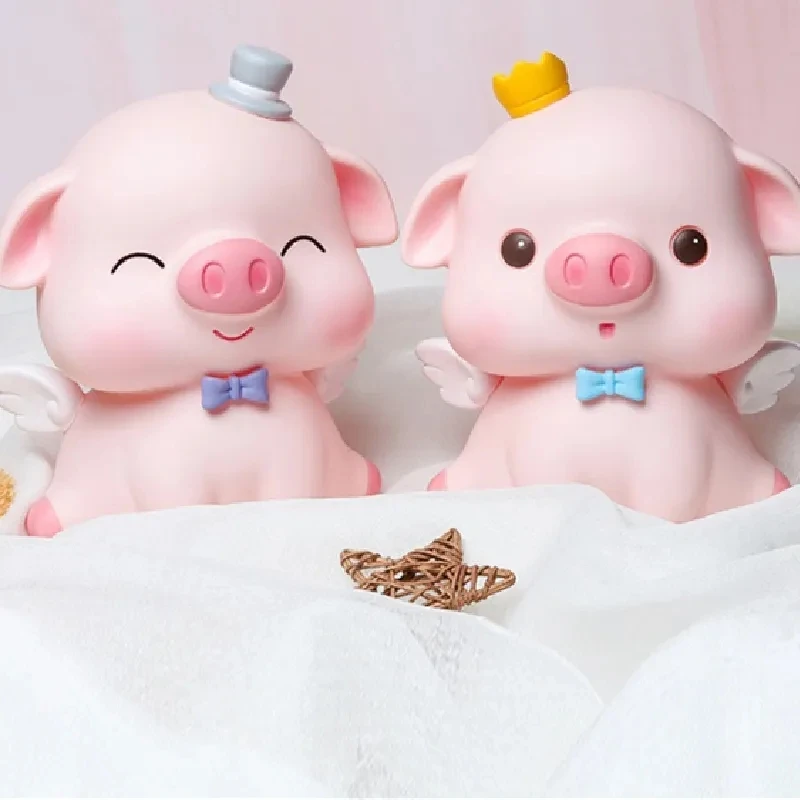 

Cartoon Angel Pig Money Boxes Coins Piggy Bank For Kids Bedroom Decoration Children Birthday Gift Ornaments Saving Cute Case Ins