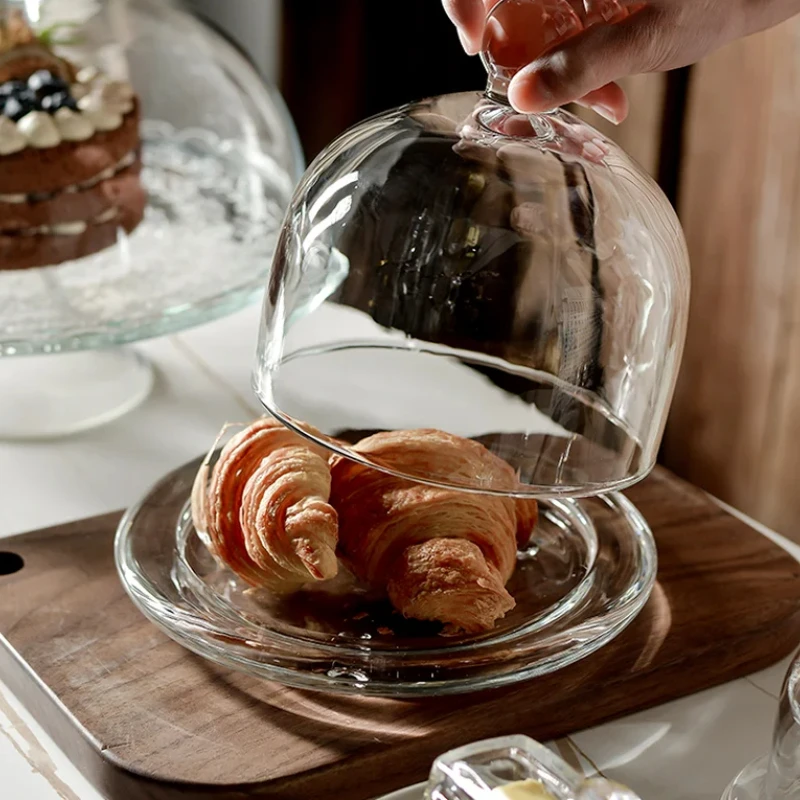 Tall Feet Cake Stand with Glass Cover-Ideal for Cake, Bread & Dessert-Decorative Display Stand for Fruit & Snack Tray