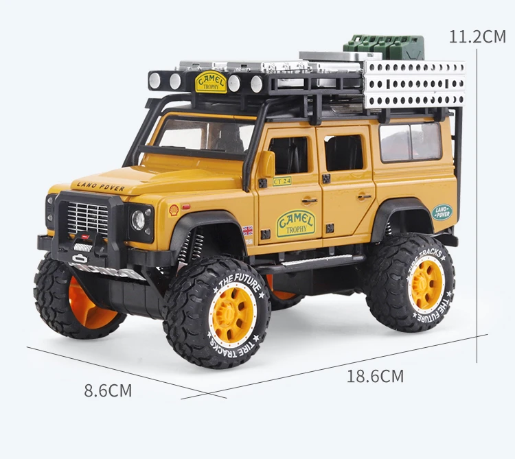 fisher price car 1:28 Camel Cup Land Rover Defender Alloy Racing Car Model Diecast Toy Simulation Off-road Vehicle Car Model Childrens Toy Gift die cast toy cars