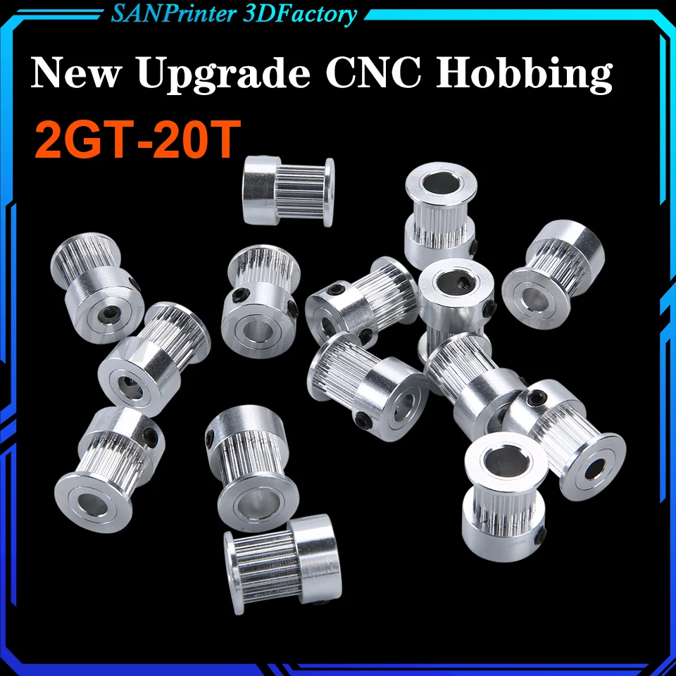 

CNC Hobbing 20 teeth 2GT Timing Pulley Bore 4/5/6/8mm for GT2 Open Synchronous belt width 6mm/10mm small backlash 20Teeth 20T