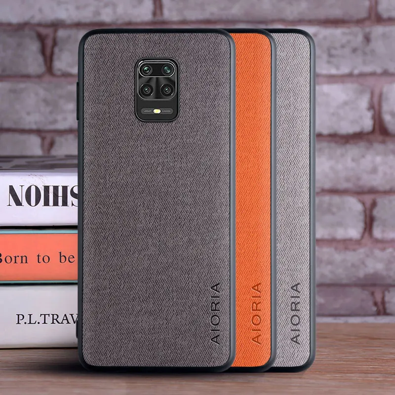 Luxury Textile Leather Skin Soft Phone Cover - Elegant Case for Redmi Note 9 Pro/9S/9T