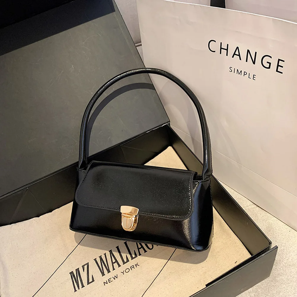Fashion French Small Armpit Bag Simple PU Leather New Women Shiny 
