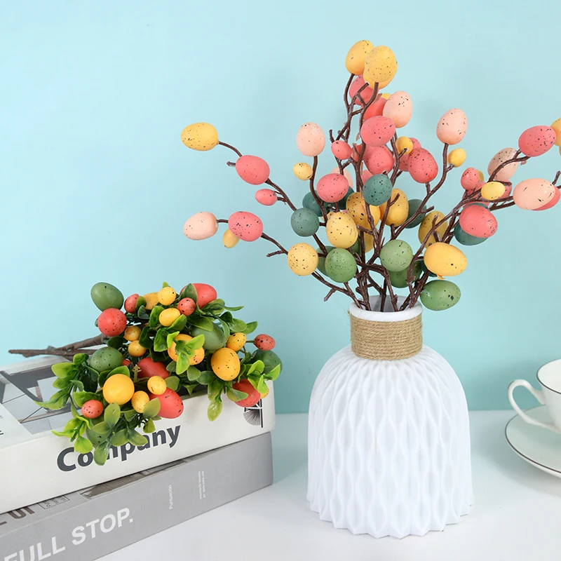 

1pc Easter Egg Tree Branch Artificial Flower Foam Egg Fake Plant Easter Decorations Home Room Ornament Festival Party Supplies