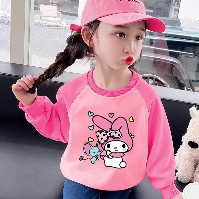 

Girly Heart Kawaii Sanrio Anime My Melody Long Sleeve Hooded Cute Kuromi Cartoon Baby Sweatshirt Clothing Toys for Kids Gift