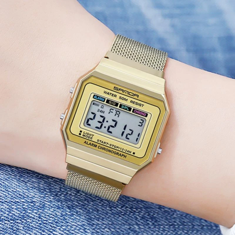 SANDA Super slim Men's Watches Top Brand Luxury Digital Watch Fashion Waterproof Wristwatch Male Clock Relogio Masculino 6017 digital watch face