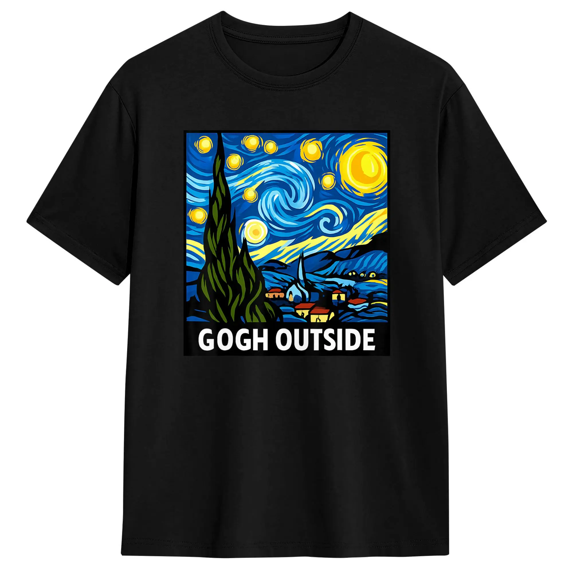 Van Gogh Starry Night Sunflower Graphic Vintage Cotton T-Shirt