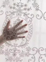 Sheer Curtains White Embroidered Floral Voile Drapes for Living room, Bedroom 5