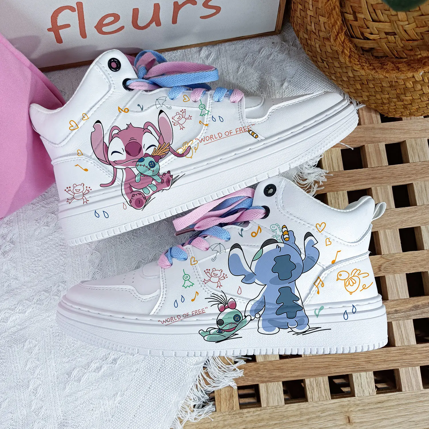Kawaii Lilo & Stitch High-Top Breathable Stitch Sneakers Casual