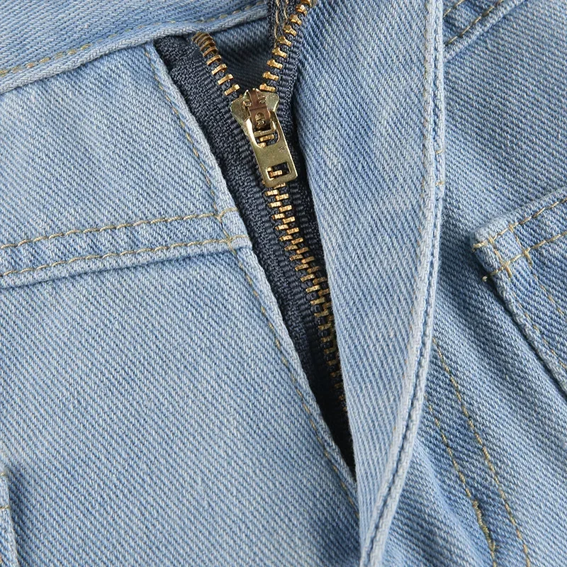 Women's Casual Wide Leg Long Front Pockets Light Blue Denim Pants 2023 Baggy Jeans New High Waist Loose Pants Streetwear Female