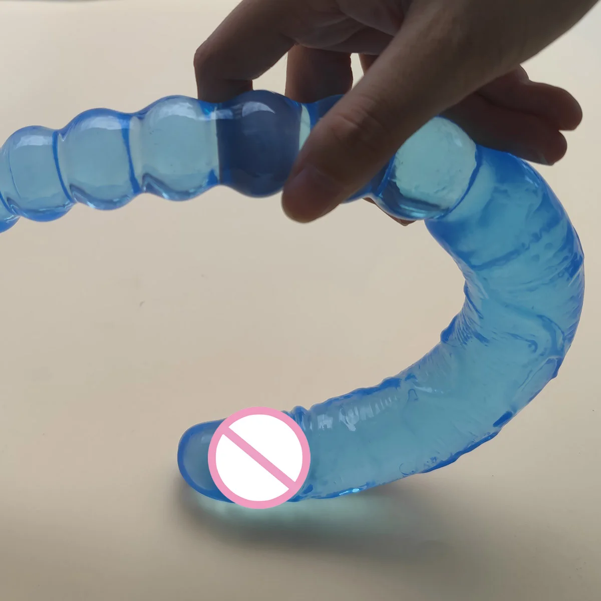 Blue Transparent Soft Elastic Dual-purpose Female Masturbator U-shaped Double Dildo Soft Jelly for Same-sex Sex Toy sex toys
