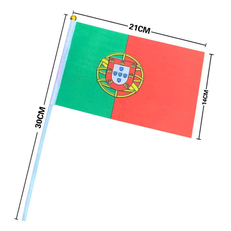 EOODLOVE 14 * 21cm Portugal Handheld Plastic Stick Flag Outdoor Celebration Event Portugal Small Size Flag - Image 2