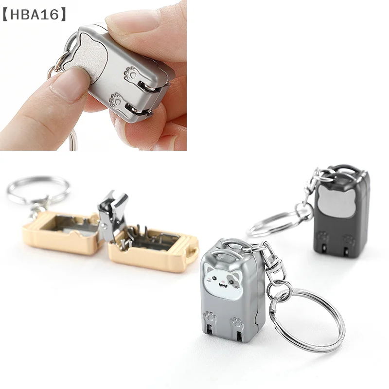 New Stainless Steel Fingernail Clipper Metal Foldable Mini Creative Kitten Nail Clipper Trim Nails Keychain