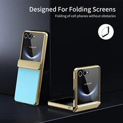 AG Matte Vacuum Plating Drop - Resistant Phone Case with Full Protective Glass Front Film - Galaxy Z Flip5 (Light blue)