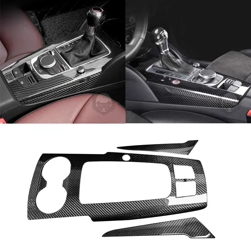 

For Audi RS3 A3 S3 True Carbon Fiber Central Control Gear Shift Saddle Door Decorative Strip Interior Modification Accessories