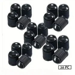 Premium Pack of 20 Tire Valve Dust Caps - Universal Plastic Covers for Cars, Bikes, and Motorcycles (20PCS Black)