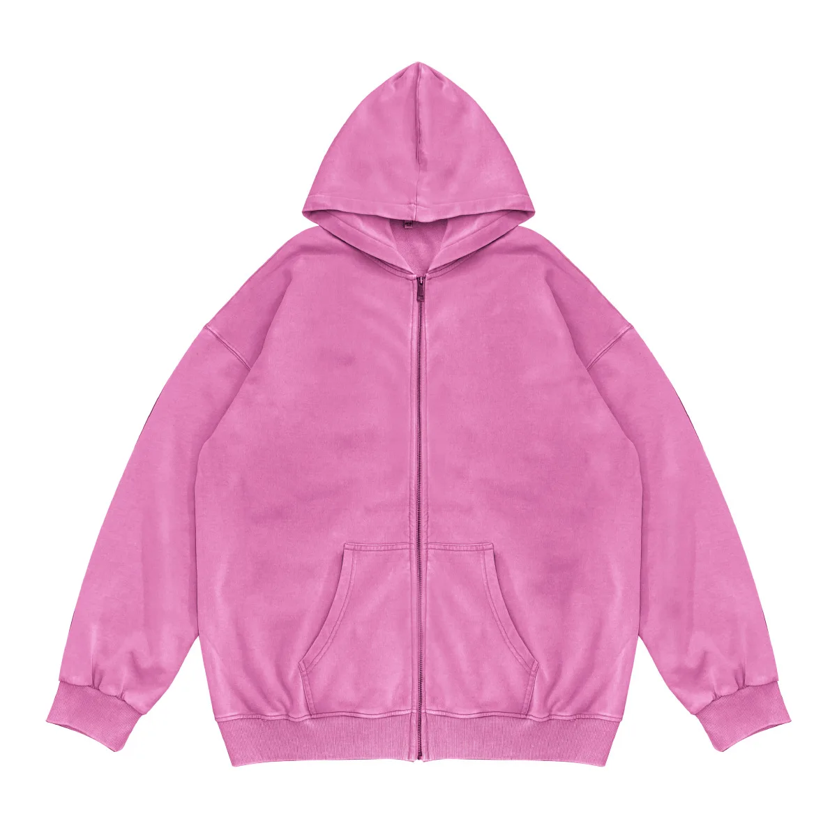350g Retro Washed Zipper Hoodies 100% Cotton Tops Acid