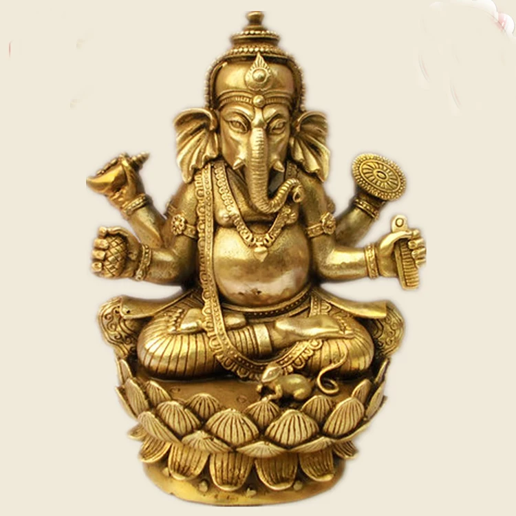 

Southeast Asia HOME Company SHOP Efficacious Money Drawing Thailand Elephant GANESH Mammon God of wealth FENG SHUI BRASS statue