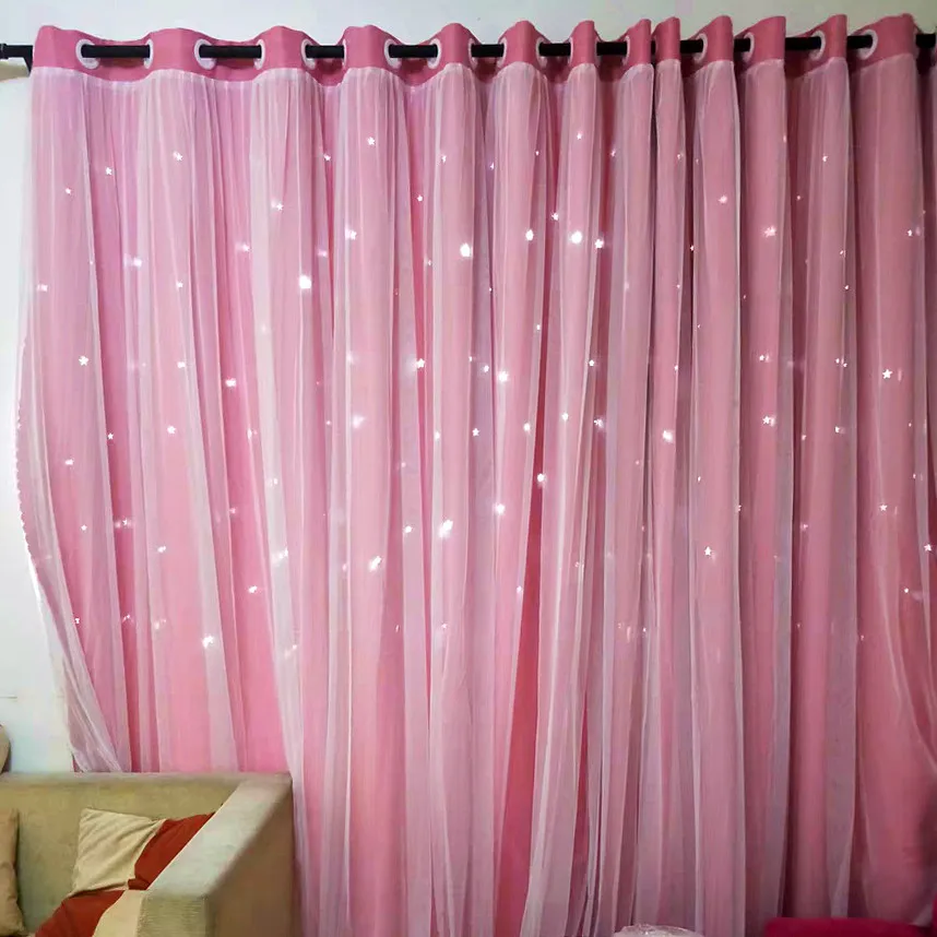 

55-Solid color curtains, finished with perforated hooks, UV resistant and fully shaded bedroom sunshade fabric
