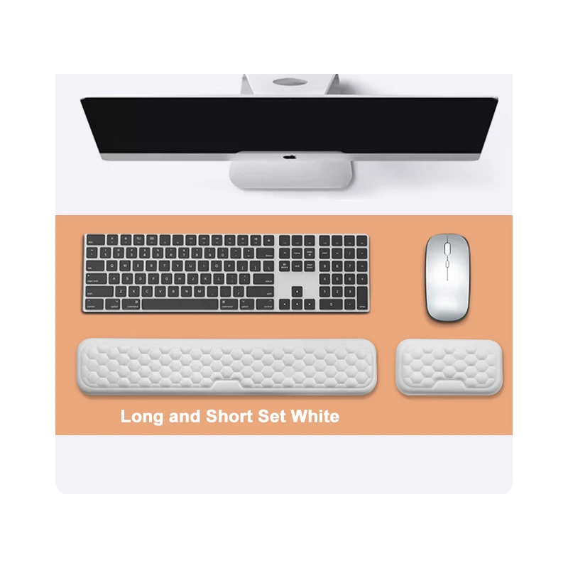 Ergonomic Wrist Rest Mousepad Keyboard Wrist Rest with Comfortable Memory Foam Massage Bulge and Non-Slip PU Base Mouse Pad