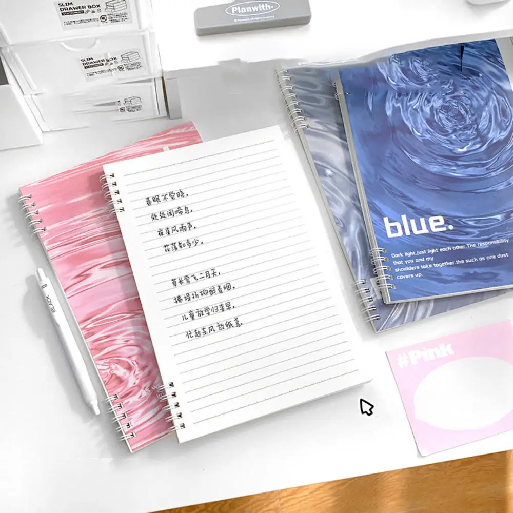 B5 Coil Notebook Hand Ledger Student Stationery Notepad Aesthetics School Supplies Simple Creativity Water Ripple Diary Book