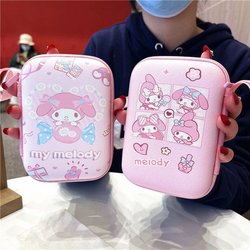 

Kawaii Sanrio Mymelody Charger Storage Bag Headphone Data Cable Portable Storage Box Cute Ccd Kuromi Mini Camera Finishing Box