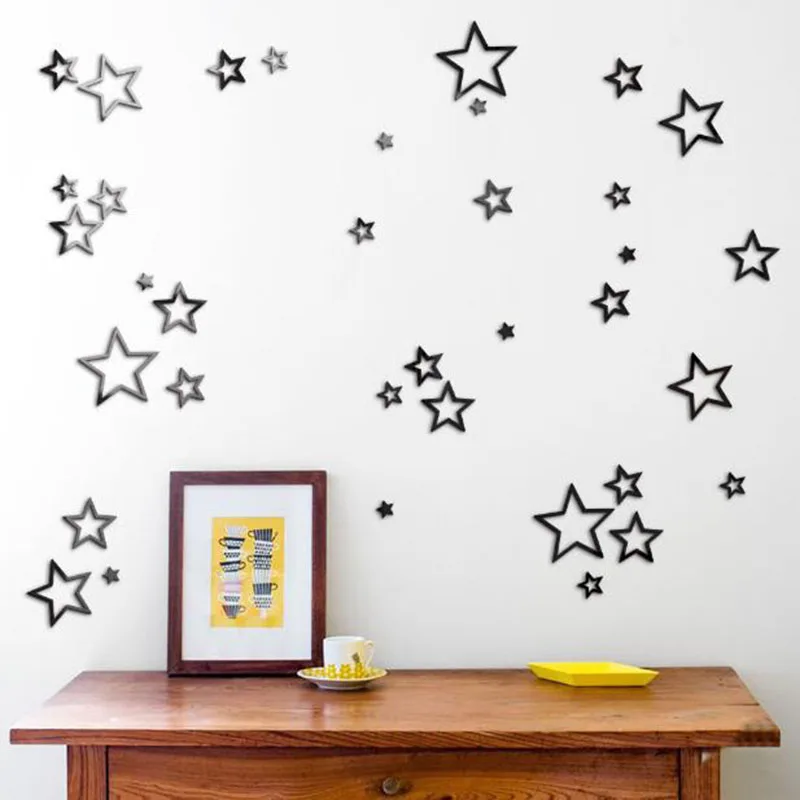 Acrylic Star Mirror Sticker DIY Adhesive Wall Stickers for Bedroom Living Room Background Decoration Home Decal