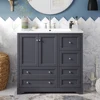 36inch Bathroom Vanity with Sink,  Solid Wood Freestanding Bathroom Vanities with 4 Storage Drawers and Shelf, Soft Closing 1