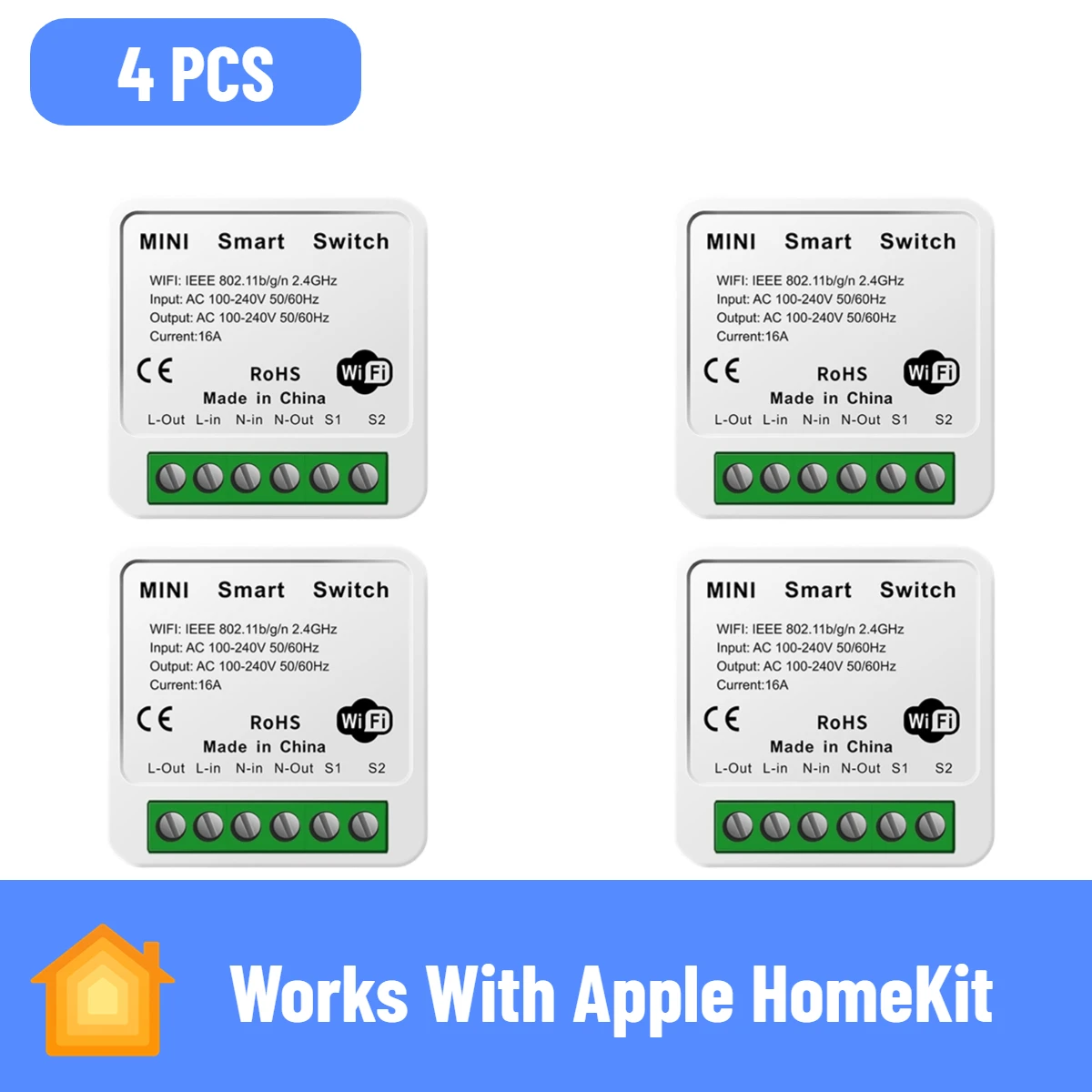 Acheter Mini commutateur WiFi intelligent 16A certifié MFI, contrôle  bidirectionnel, minuterie de disjoncteur de relais pour maison  intelligente, fonctionne avec Apple Homekit Alexa Google Home