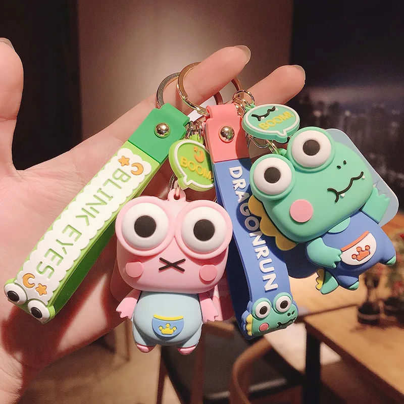 

Cute frog dinosaur couple doll keychain creative personality cartoon schoolbag keychain pendant car small ornament keychain