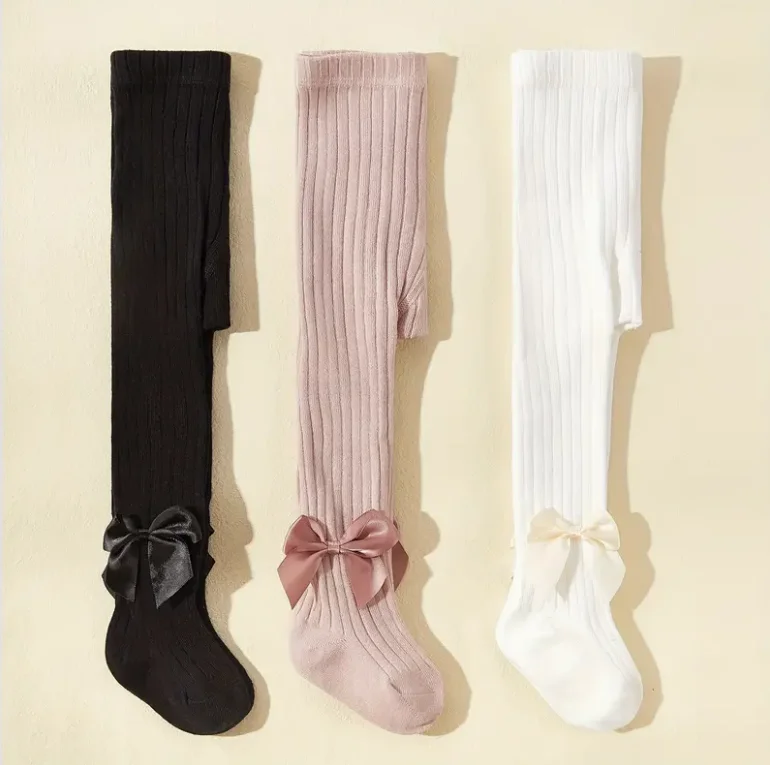 1Pcs Kids Tights Spring Autumn Princess Bowknot Girls Fashion Comfortable Breathable Cotton Pantyhose for Babies Stocking