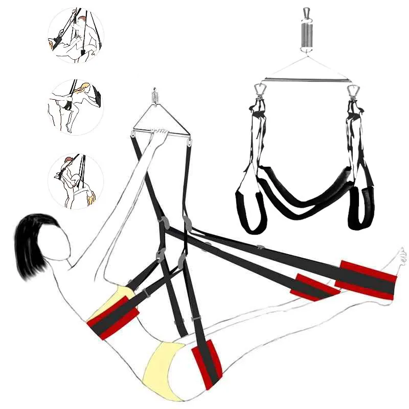 BDSM Sex Swing Ceiling Hanging Love SM Games Sex Toys For Woman Bondage Couples Leopard Accessories Adults Products Equipment