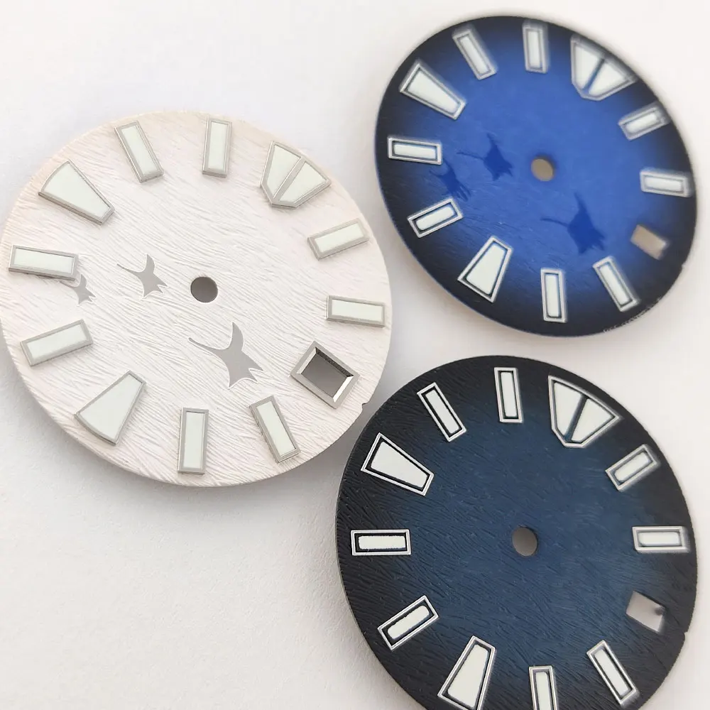 Custom White, Black, and Blue Dial with Green Luminescence
