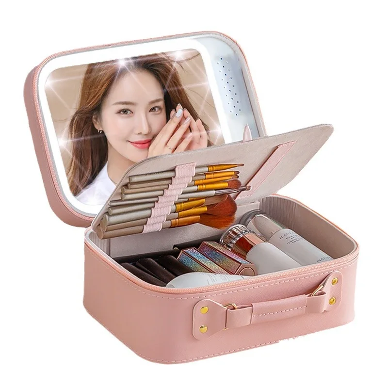 Cosmetic bag with LED light, hard cosmetic case, travel storage box, dimmable mirror cosmetic case 6